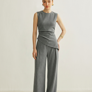 Sleeveless Asymmetric Top & Pleated Pants Set