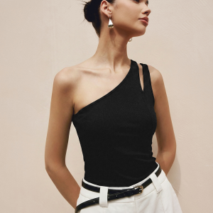 One Shoulder Asymmetric Slim Tank Top