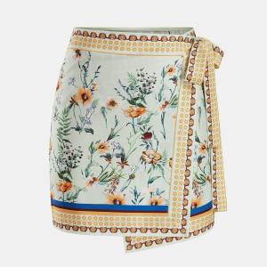 Floral Print Tie Wrap Mini Skirt