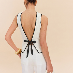Scalloped Trim Tie-Back Sweater Vest