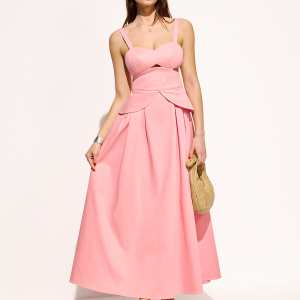 Cotton Cutout Strappy Maxi Dress