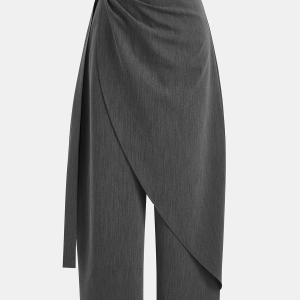 Asymmetric Wrap Wide-Leg Pants