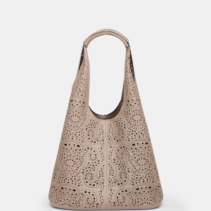 Perforated Floral Large Hobo Bag