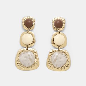 Hammered Tiered Marbled Drop Earrings