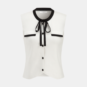 Bow Tie Button Front Knitted Vest