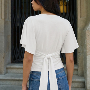 Back Tie Short Sleeve Top