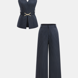 Pinstripe Cami Top & Wide Leg Pants Set