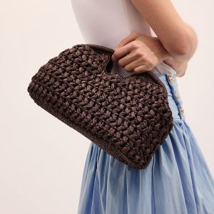 Straw Woven Cloud Clutch Bag