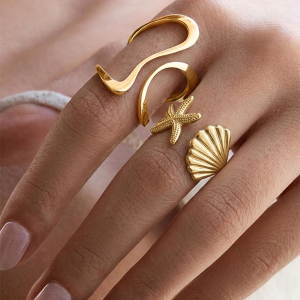 Starfish Shell Open Cuff Ring