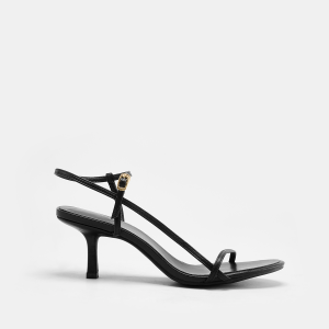 Leather Strappy Slingback Kitten Heel Sandals