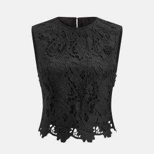 3D Floral Lace Sleeveless Crop Top
