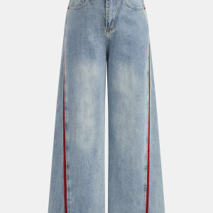 Side Stripe Curved Leg Denim Jeans