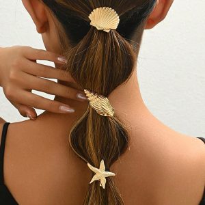 3 Pcs Shell Conch Starfish Hair Clips