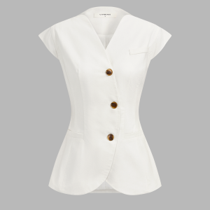 Linen Blend Cap Sleeve Asymmetric Vest
