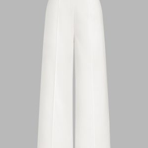 Linen Blend Mid-Waist Wide Leg Pants