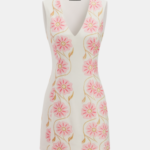 Cotton Linen Sleeveless Floral Mini Dress