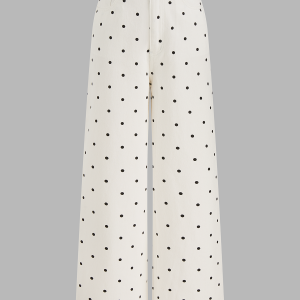 Polka Dot Denim Wide Leg Jeans