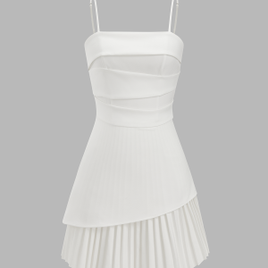 Pleated Hem Asymmetrical Cami Mini Dress