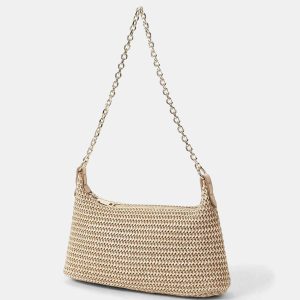 Straw Woven Chain Strap Shoulder Bag