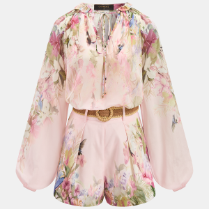 Floral Print Blouse & Belted Shorts Set