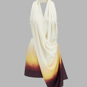 Asymmetric Gradient Halter Mini Dress