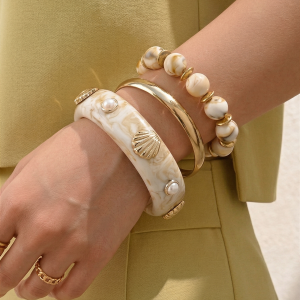 3 Pcs Stackable Shell Bracelet Set
