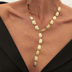 Hammered Irregular Lariat Necklace