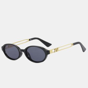 Metal Temple Oval Retro Sunglasses