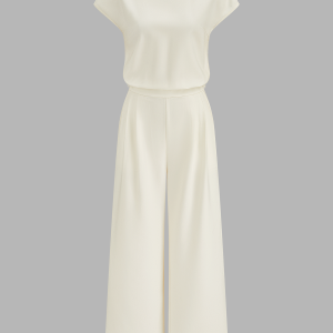 Cap Sleeve Open Back Wide Leg Jumpsuit