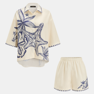 Seashell Print Shirt & Shorts Set