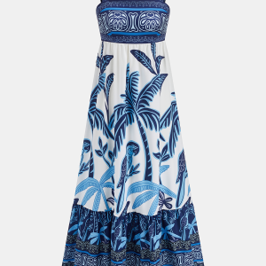 Tropical Print Tiered Maxi Dress