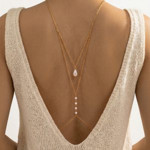 Teardrop Pearl Back Necklace