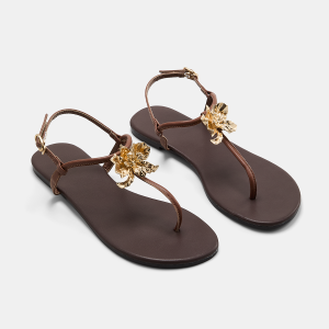Flower Detail Thong Flat Sandals