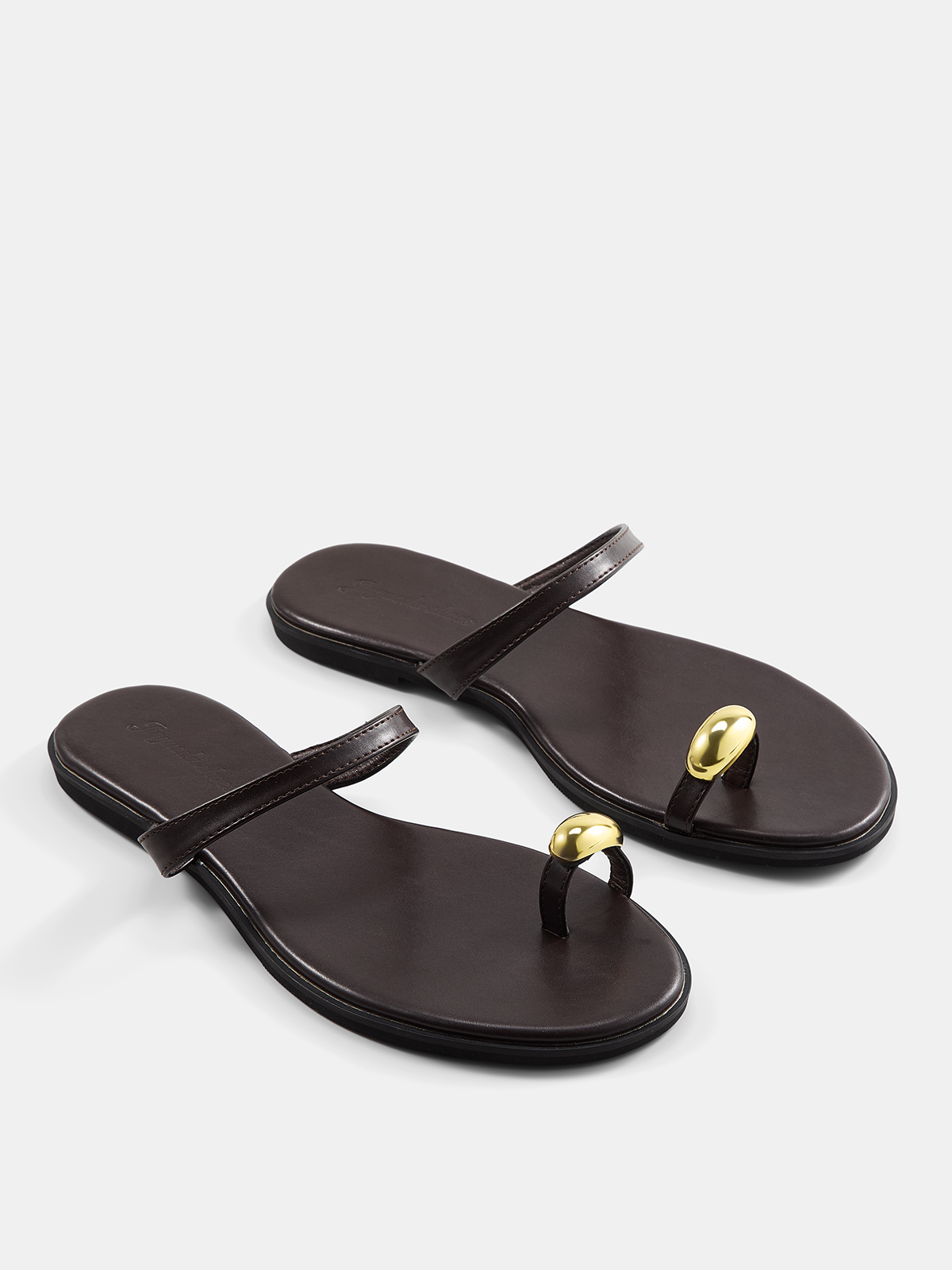 Metal Accent Toe Post Flat Sandals - Image 2