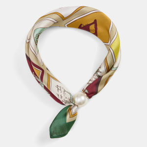 Pearl Accent Printed Scarf