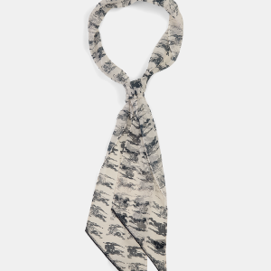 Silk Galloping Horse Print Skinny Scarf