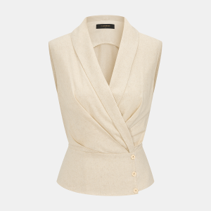 Linen Blend Wrap Vest Top