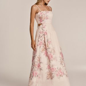 Floral Print Cut-Out Cami Maxi Dress
