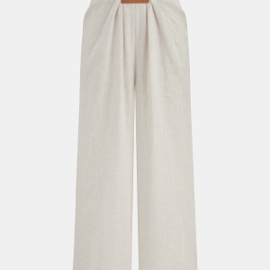 Cotton Linen Pleated Wide Leg Pants