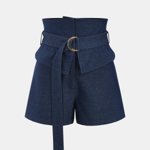 High-Waist Belted A-Line Shorts