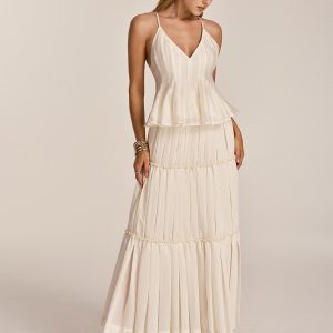 Peplum Cami Top & Tiered Maxi Skirt Set
