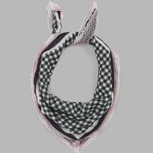Lace Trim Gingham Scarf