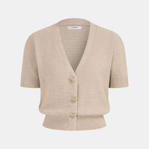 V-Neck Short Sleeve Starfish Button Cardigan