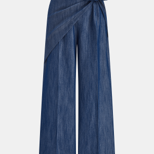 Asymmetric Knot-Waist Wide Leg Pants