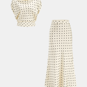 Polka Dot Cowl Neck Top & Maxi Skirt Set