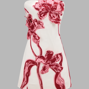 3D Floral Strapless Mini Dress
