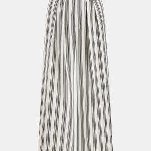 Cotton Linen Striped Wide Leg Pants