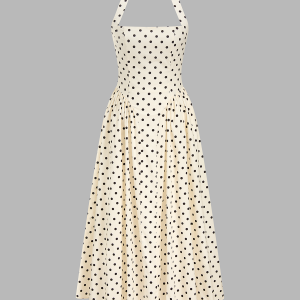 Polka Dot Halter Neck Maxi Dress