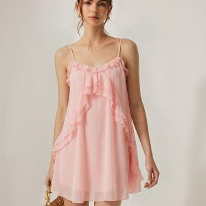 Ruffle Trim Cami Mini Dress