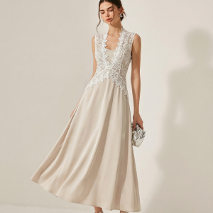 Satin Cami Dress & Lace Vest Two-Piece Set